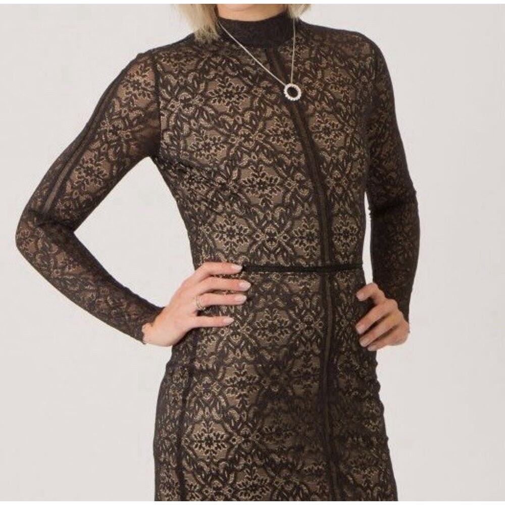 ARITZIA Wilfred Womens Lace Black & Nude Dress Long Sleeves Size 6 Janvry NWT